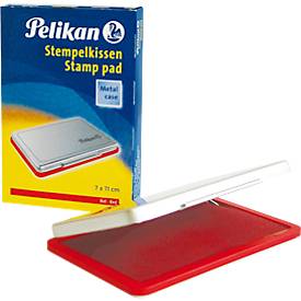 Pelikan Stempelkissen Gr. Nr. 2, für Gummi- und Polymerstempel, in Metallicgehäuse, 70 x 110 mm, rot