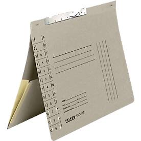 Pendelhefter Falken, Format A4, für bis zu 200 Blatt, 2 Fächer, Schlitzstanzung, Behördenheftung, Tasche, Recycling-Karton, grau, 50 Stück