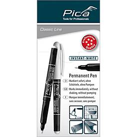 Permanent Marker Pica Classic 532, weiß, Rundspitze 1-2 mm, wasserfest, geruchsarm, 10 Stück