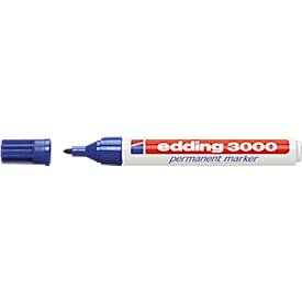 Permanentmarker edding 3000, Rundspitze, licht- & abriebsbeständig, 1 Stück, blau