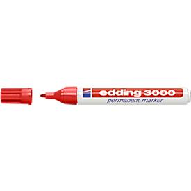 Permanentmarker edding 3000, Rundspitze, licht- & abriebsbeständig, 1 Stück, rot