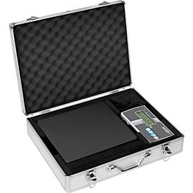 Personenwaage KERN MPB 300K100, bis 300 kg, BMI- und Hold-Funktion, Batterie- oder Netzbetrieb, Stahl, ohne Stativ, weiß/schwarz, inkl. Arbeitsschutzhaube
