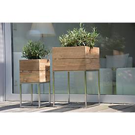 Pflanzbehälter Jan Kurtz Mini Garden, Edelstahl/reyceltes Teak-Holz, B 250 x T 250 x H 530 mm