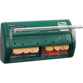 Pflasterspender Salvequick®, nachfüllbar, inkl. 45 wasserabweisenden & 40 elastischen Pflasterstrips, B 230 x T 55 x H 120 mm, Kunststoff, grün