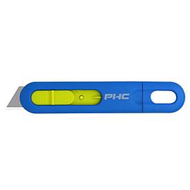 PHC Einweg-Sicherheitsmesser Volo™, für Links-/Rechtshänder, Auto-Klingenrückzug, Umhängeöse, Kunststoff, blau-gelb, 10 Stück