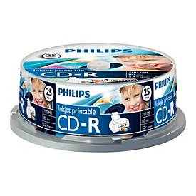 Philips CR7D5JB25 - 25 x CD-R - 700 MB (80 Min) 52x - mit Tintenstrahldrucker bedruckbare OberflÃ¤che - Spindel