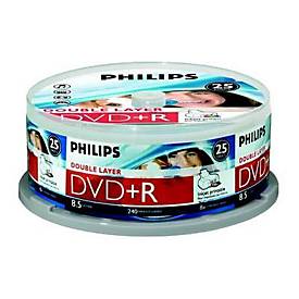 Philips DR8I8B25F - 25 x DVD+R DL - 8.5 GB (240 Min.) 8x - mit Tintenstrahldrucker bedruckbare Oberfläche - Spindel