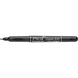 Pica Permanentmarker CLASSIC, schwarz, Strichbreite 0,7 mm, Rundspitze, alkoholtinte, wasserfest, 10 Stück
