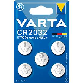 Pile bouton VARTA Professional Electronics CR2032, tension 3 V, capacité 230 mAh, lithium, 5 pièces