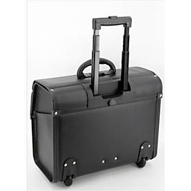 Pilotenkoffer Alassio MONDO, Hauptfach, Laptopfach bis 17'', Visitenkartenfächer, Stiftschlaufen, Teleskopgriff, abschließbar, Kunstleder, schwarz