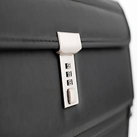 Pilotenkoffer Alassio MONDO, Hauptfach, Laptopfach bis 17'', Visitenkartenfächer, Stiftschlaufen, Teleskopgriff, abschließbar, Kunstleder, schwarz