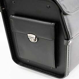 Pilotenkoffer Alassio MONDO, Hauptfach, Laptopfach bis 17'', Visitenkartenfächer, Stiftschlaufen, Teleskopgriff, abschließbar, Kunstleder, schwarz
