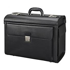 Pilotenkoffer Alassio VICENZA, Hauptfach, Laptopfach bis 17'', Stiftschlaufen, Tragegriff, abschließbar, Kunstleder, schwarz