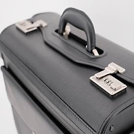 Pilotenkoffer Alassio VICENZA, Hauptfach, Laptopfach bis 17'', Stiftschlaufen, Tragegriff, abschließbar, Kunstleder, schwarz