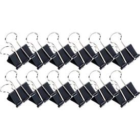 Pinces double clip, 25 mm, noir, 12 pièces