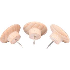Pinnnadel Legamaster WOODEN, 25 Stück, für Legamaster-Pinboards geeignet, ⌀ 20 x H 27 mm, Buchenholz, lackiert
