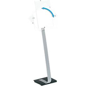 Plakatständer Durable Crystal Sign, DIN A3 Hoch- & Querformat, höhenverstell- & drehbar, 2 Folien & Anleitung, Aluminium & Acrylglas, metallic-silber