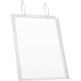 Plakattasche Durable, A3 Hoch- & Querformat, 2-seitig, für bis zu 2 Blatt, Kabelbinder, wasserdicht, B 350 x T 0,6 x H 460 mm, transparent, 5 Stück