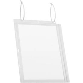 Plakattasche Durable, A4 Hoch- & Querformat, 2-seitig, für bis zu 2 Blatt, Kabelbinder, wasserdicht, B 262 x T 0,6 x H 340 mm, transparent, 5 Stück