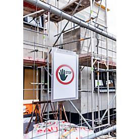 Plakattasche Durable, A4 Hoch- & Querformat, 2-seitig, für bis zu 2 Blatt, Kabelbinder, wasserdicht, B 262 x T 0,6 x H 340 mm, transparent, 5 Stück