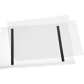 Plakattasche Durable, DIN A3 Hoch- & Querformat, 2-seitig, bis zu 2 Blatt, magnetisch, wasserdicht, B 350 x H 460 mm, transparent, 5 Stück