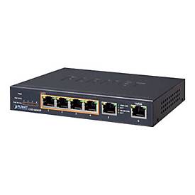 PLANET GSD-604HP - Switch - 4 x 10/100/1000 (PoE+) + 2 x 10/100/1000 (Uplink) - Desktop - PoE+ (55 W)