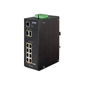 PLANET IGS-10020PT - Switch - managed - 8 x 10/100/1000 (PoE) + 2 x Gigabit SFP - an DIN-Schiene montierbar, wandmontier