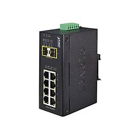 PLANET IGS-1020TF - Switch - unmanaged - 8 x 10/100/1000 + 2 x Gigabit SFP - an DIN-Schiene montierbar - AC 24 V / DC 12