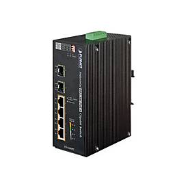 PLANET IGS-624HPT - Switch - 4 x 10/100/1000 (PoE+) + 2 x Gigabit SFP - an DIN-Schiene montierbar, wandmontierbar - PoE+