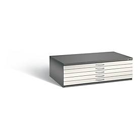 Planschrank aus Stahl, für Formate bis DIN A0, 5 Schubladen