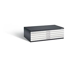 Planschrank aus Stahl, für Formate bis DIN A0, 5 Schubladen