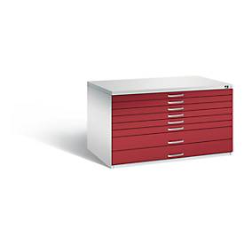 Planschrank aus Stahl, für Formate bis DIN A0, 8 Schubladen