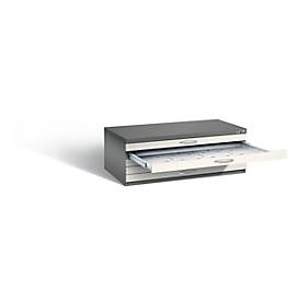 Planschrank aus Stahl, für Formate bis DIN A1, 5 Schubladen, grau/perlweiß