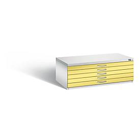 Image of Planschrank aus Stahl, für Formate bis DIN A1, 5 Schubladen, lichtgrau/gelb