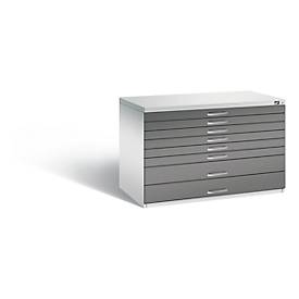 Planschrank aus Stahl, für Formate bis DIN A1, 8 Schubladen