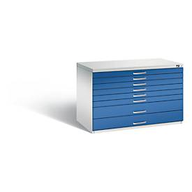 Planschrank aus Stahl, für Formate bis DIN A1, 8 Schubladen