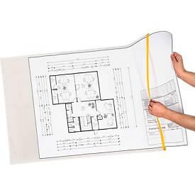 Planschutztasche Eichner, gelber Gleitverschluss, Polyethylen transparent, Format A2