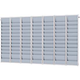 Planungstafel Eichner Flexo, 5er-Set, mit Wandprofil, je 10 Tafelschienen, für bis zu 50 Auftragstaschen, B 1700 x T 100 x H 1280 mm, Kunststoff, grau