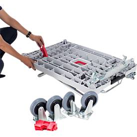 Plattformwagen RuXXac Dandy, bis 180 kg, 2 Lenk- und 2 Bockrollen, inkl. Spannfix-Gummi, mit Bremsen, Polypropylen