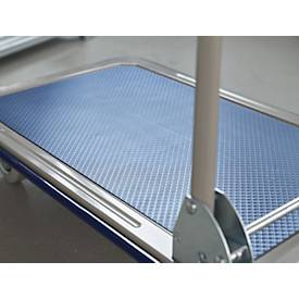 Plattformwagen, um 90° klappbarer Schiebegriff, mit Feststellern, bis 150 kg, L 740 x B 480 x H 860 mm, Stahl, grau