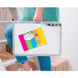 PLAYROOM Moderationskoffer PLAYBOARD Toolbox, integriertes Whiteboard, weiß, Recycling-PET-Rahmen grau, B 420 x T 180 x H 280 mm