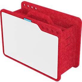 PLAYROOM Moderationskoffer PLAYBOARD Toolbox, integriertes Whiteboard, weiß, Recycling-PET-Rahmen rot, B 420 x T 180 x H 280 mm