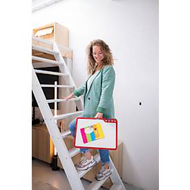 PLAYROOM Moderationskoffer PLAYBOARD Toolbox, integriertes Whiteboard, weiß, Recycling-PET-Rahmen rot, B 420 x T 180 x H 280 mm