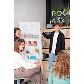 PLAYROOM Whiteboard PLAYBOARD, e3-emaillierter Stahl, weiß, Recycling-PET-Rahmen grau, B 750 x H 1180 mm