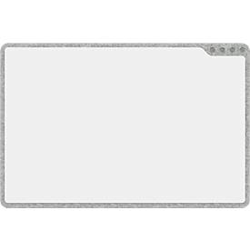 PLAYROOM Whiteboard PLAYBOARD, e3-emaillierter Stahl, weiß, Recycling-PET-Rahmen grau, B 750 x H 500 mm