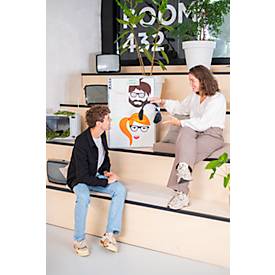 PLAYROOM Whiteboard PLAYBOARD, e3-emaillierter Stahl, weiß, Recycling-PET-Rahmen grau, B 750 x H 500 mm