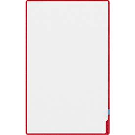 PLAYROOM Whiteboard PLAYBOARD, e3-emaillierter Stahl, weiß, Recycling-PET-Rahmen rot, B 750 x H 1180 mm