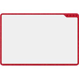 PLAYROOM Whiteboard PLAYBOARD, e3-emaillierter Stahl, weiß, Recycling-PET-Rahmen rot, B 750 x H 500 mm