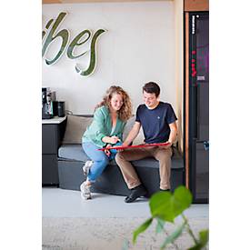 PLAYROOM Whiteboard PLAYBOARD, e3-emaillierter Stahl, weiß, Recycling-PET-Rahmen rot, B 750 x H 500 mm