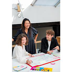 PLAYROOM Whiteboard PLAYBOARD, e3-emaillierter Stahl, weiß, Recycling-PET-Rahmen rot, B 750 x H 500 mm